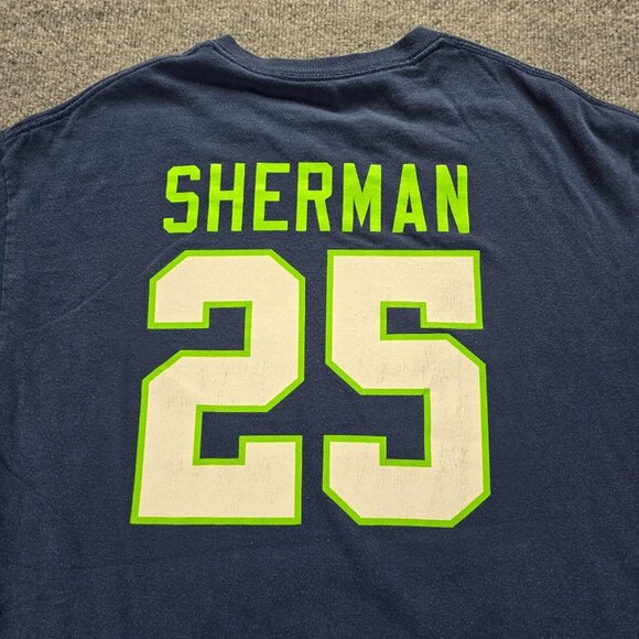 Seattle Seahawks Tshirt Mens XL Blue Short Sleeve NFL Football #25 Sherman - Picture 8 of 9